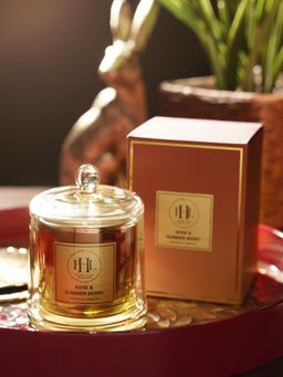 Pure Home + Living - Rose & Summer Berry Scented Candle With Cloche - Yellow