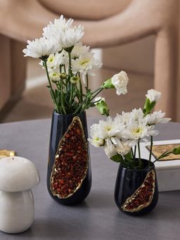 Home Couture Collective - Regan - Brass Ceramic Stone Vase Set of 2