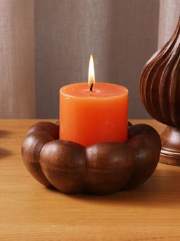Home Couture Collective - Pumpkin - Wooden Candle Holder