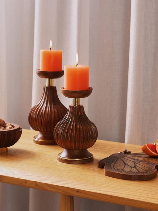 Home Couture Collective Rostri - Wooden Candle Holder