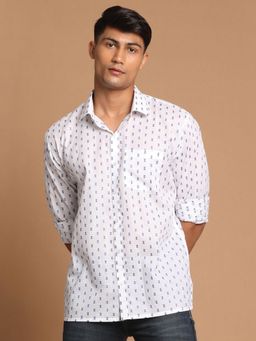 Vastramay - Mens Blue Silk Blend Ethnic Shirt