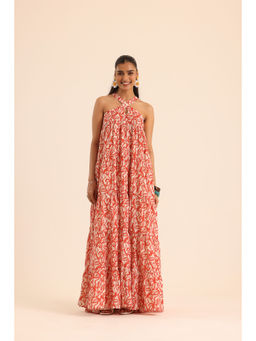 Alaya by Stage3 - Pink Strappy Halter Neck Tiered Maxi Dress