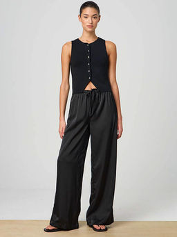 Outzidr - Black Relaxed Wide-Leg Pants