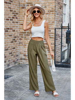 Outzidr - Olive Elasticated Relaxed Fit Pants