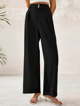 Outzidr - Black High Waist Straight Leg Pant