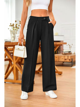 Outzidr - Black Wide Leg Pleated Pants