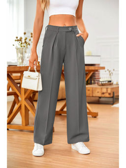 Outzidr - Grey Wide Leg Pleated Pants