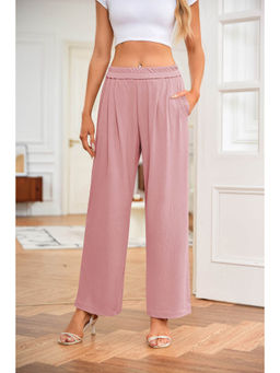 Outzidr - Pink Wide Leg Elasticated Trouser