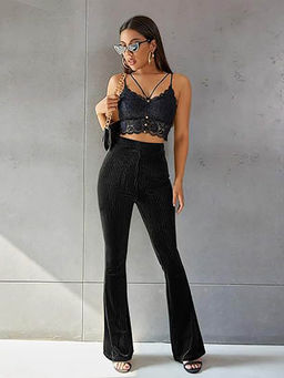 Outzidr - Black Fitted and Flared Trouser