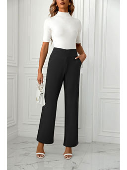 Outzidr - Black Straight Fit Elasticated Pant