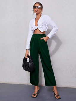 Outzidr - Green High Waist Ruffle Pant