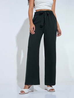 Outzidr - Green Paper Bag Tie Up Pant