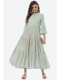 Rangriti - Mint Green Viscose Tired Dress