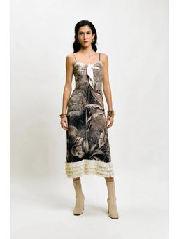 DELAN - Women After Light Printed Fringe Midi Dress