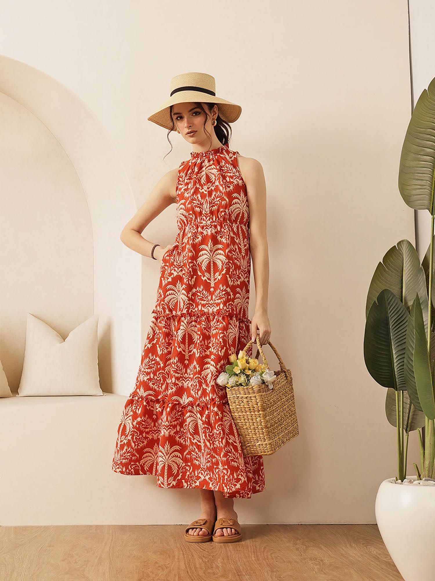 street 9 Rust High Neck Dress-picture-17