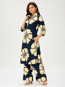 Branche - Women Solid Stylish Navy Blue Co-Ord Set