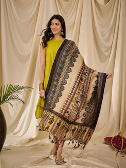 InWeave - Lemon Green Round Neck Short Kurta with Palazzo and Dupatta (Set of 3)