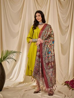 InWeave - Lemon Green Vneck Flared D40 Set (Set of 3)