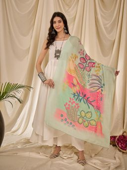 InWeave - Women White Solid Kurta with Palazzo with Dupatta (Set of 3)