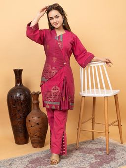 Kidar - Magenta Cotton Silk Pleated Co-Ord (Set of 2)