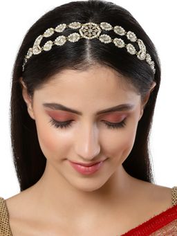 Karatcart - Gold Plated Drop Kundan Studded Handcrafted Hairband for Women