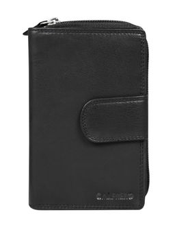 Calfnero - Women's Black Leather Wallet with Zip Compartment