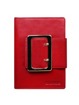 Calfnero - Women's Red Buckle Accent Leather Wallet