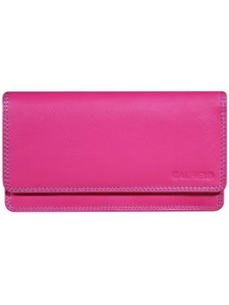 Calfnero - Women's Pink Contrast Flap Leather Wallet