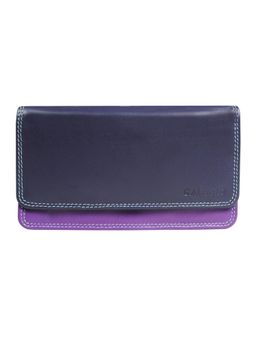Calfnero - Women's Purple Contrast Flap Leather Wallet