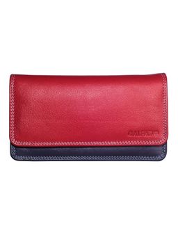 Calfnero - Women's Red Contrast Flap Leather Wallet