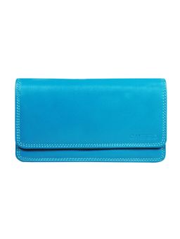 Calfnero - Women's Blue Contrast Flap Leather Wallet