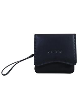 Calfnero - Women's Black Mini Fold Leather Wallet with Wrist Strap