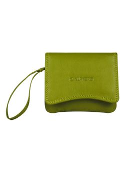 Calfnero - Women's Dark Green Mini Fold Leather Wallet with Wrist Strap