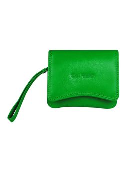 Calfnero - Women's Green Mini Fold Leather Wallet with Wrist Strap