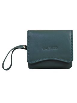 Calfnero - Women's Olive Mini Fold Leather Wallet with Wrist Strap