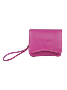 Calfnero - Women's Pink Mini Fold Leather Wallet with Wrist Strap