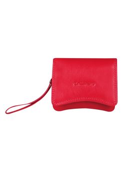 Calfnero - Women's Red Mini Fold Leather Wallet with Wrist Strap