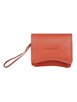 Calfnero - Women's Peach Mini Fold Leather Wallet with Wrist Strap
