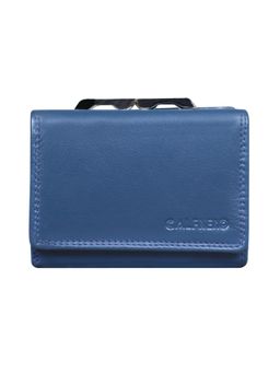 Calfnero - Women's Blue Mini Tri-Fold Leather Wallet