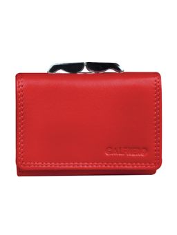 Calfnero - Women's Red Mini Tri-Fold Leather Wallet