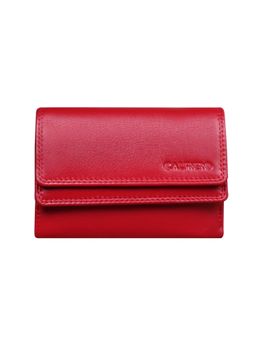 Calfnero - Women's Red Classic Leather Wallet with Back Zip Pocket