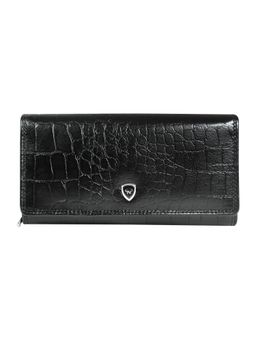 Calfnero - Women's Black Textured Luxe Leather Wallet