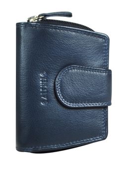 Calfnero - Women's Navy Blue Leather Wallet with Zip Section