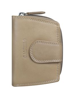 Calfnero - Women's Khaki Leather Wallet with Zip Section