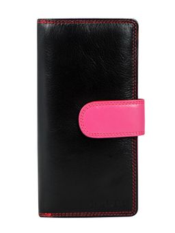 Calfnero - Women's Black and Pink Long Leather Wallet