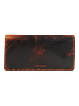 Calfnero - Brown Genuine Leather Women's Long Wallet with Rfid Protection