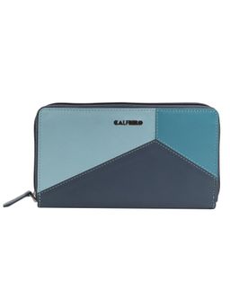 Calfnero - Women's Blue Zip-Around Leather Wallet