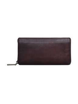 Calfnero - Brown Textured Leather Zip-Around Women's Wallet