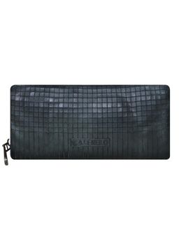 Calfnero - Grey Textured Leather Zip-Around Women's Wallet
