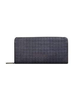 Calfnero - Women's Grey Grid Zip-Around Leather Wallet